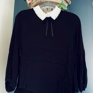 Rhinestone Embellished Long Pouff Sleeve Dress Blouse